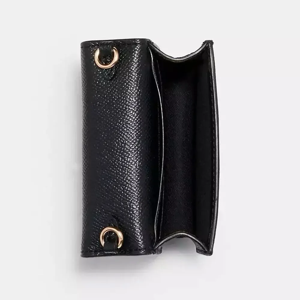 NWT Coach C0059 Black Leather Mini Chain Wallet Card Crossbody Bag
